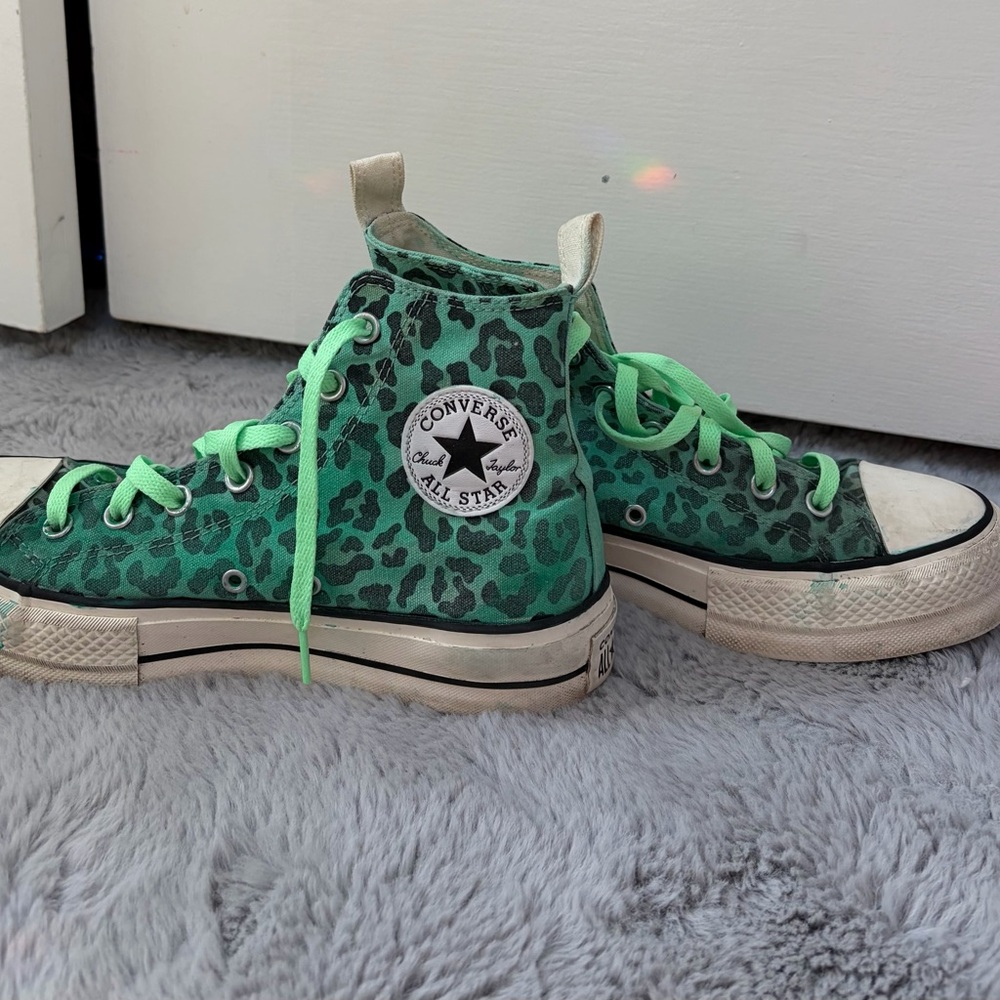 Custom Dyed Leopard Print Platform Converse